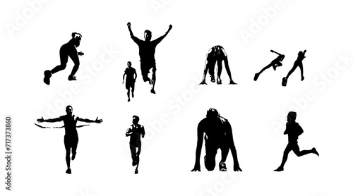 vector illustration of running athlete silhouette