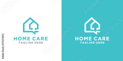 stethoscope and conversation home health logo design template. logo design for online health