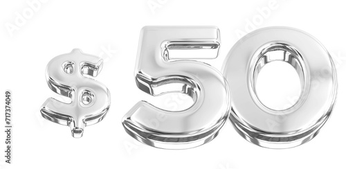 Silver 3D Dollar Number 50