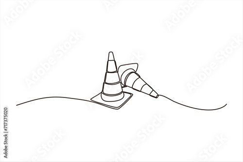 continuous line vector illustration design
traffic cone