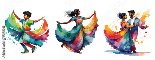 Happy colourful dancing figures