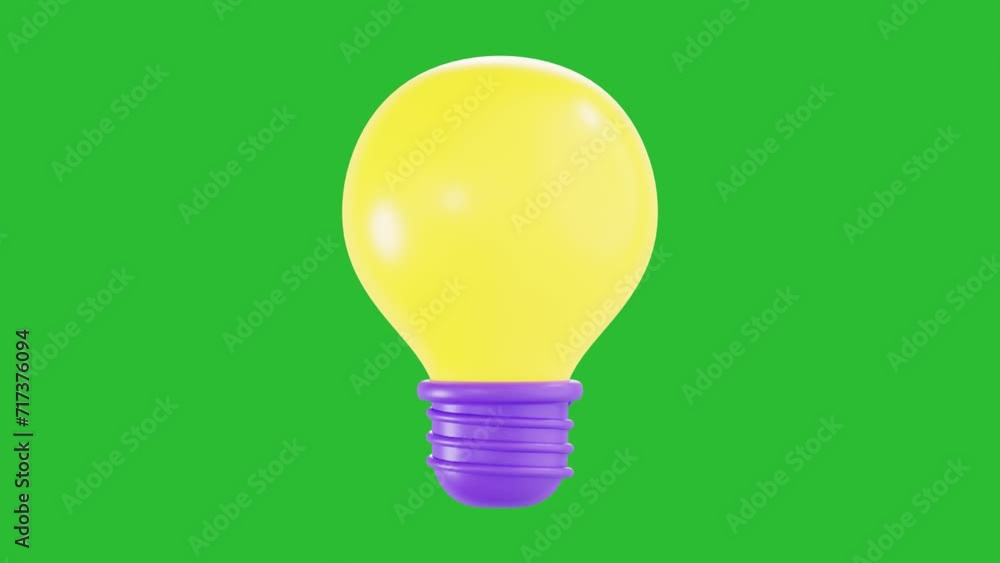 3D Animation of Light Bulb with Chroma Key Background 3D Animation of Light Bulb with Chroma Key Background