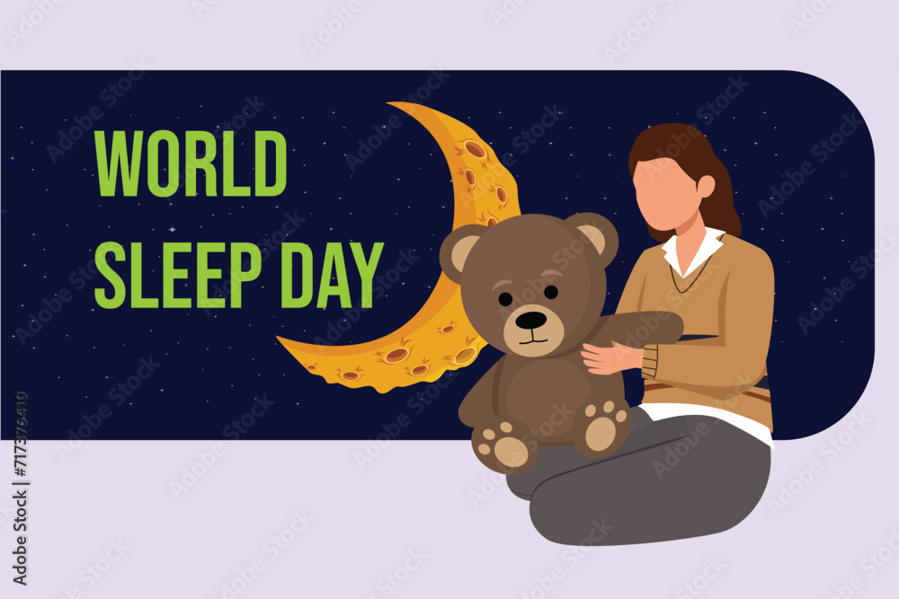 Fototapeta premium World sleep day concept. Colored flat vector illustration isolated.