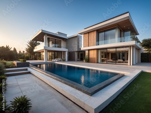 Luxury modern house with blue sky background,Concept for real estate or property. © BNMK0819