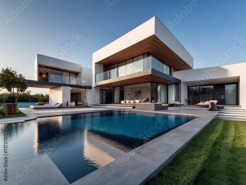 Luxury modern house with blue sky background Concept for real estate or property.