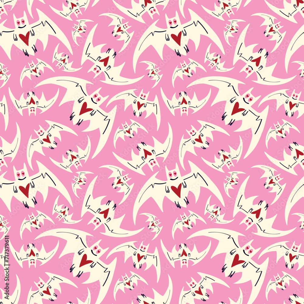 pink seamless pattern white bats pink seamless pattern white bats