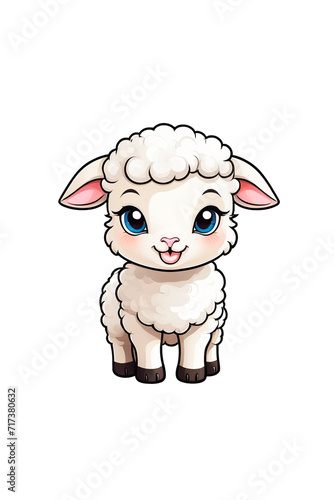 Cute sheep cartoon character isolated on transparent background