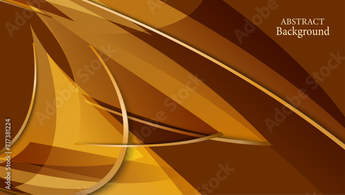 Abstract golden brownie fancy background with wavy shape. Luxury banner design.