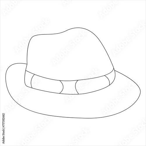 Continuous one line drawing of hat cap line art drawing vector illustration