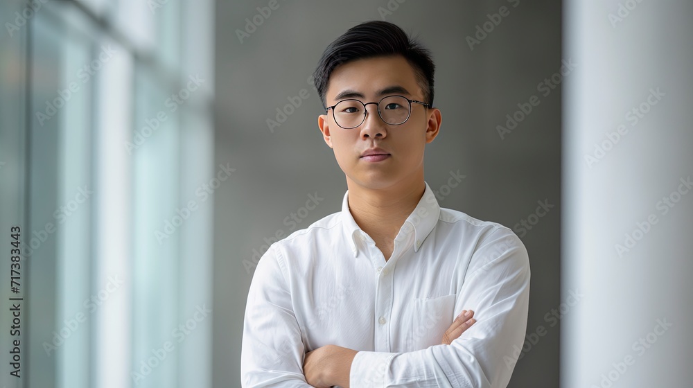 Determined Businessman in Sharp White Shirt