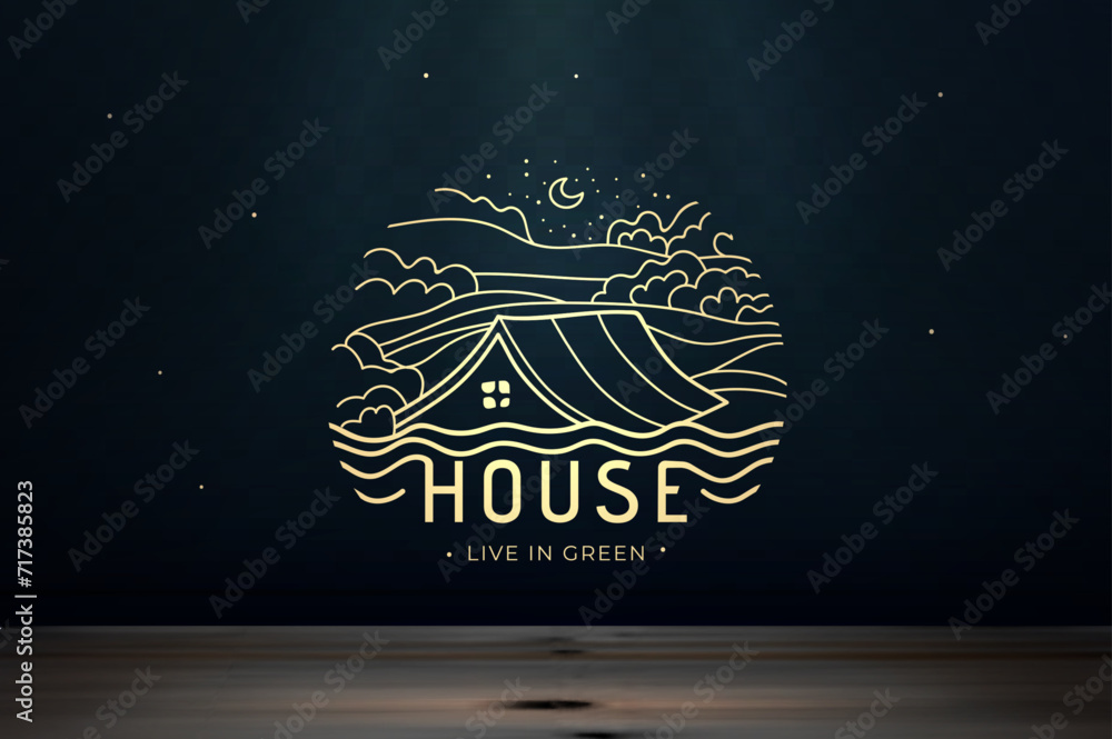 House logo design . Wooden table with space for text on a dark transparent background. Vector illustration. Eps 10 House logo design . Wooden table with space for text on a dark transparent background. Vector illustration. Eps 10
