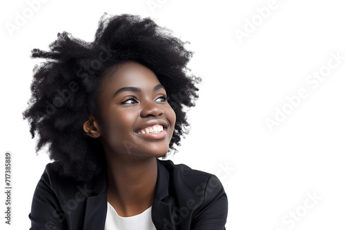 Smiling Black Businesswoman with Text - Isolated