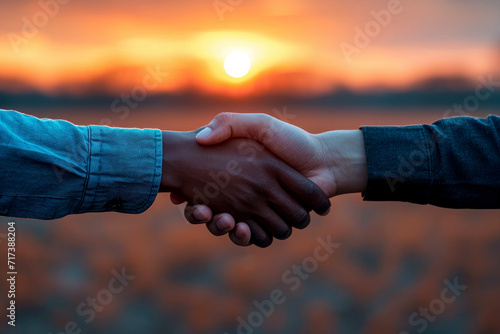Successful Business Partnership Two Professionals Shake Hands in a Corporate Environment Generative AI