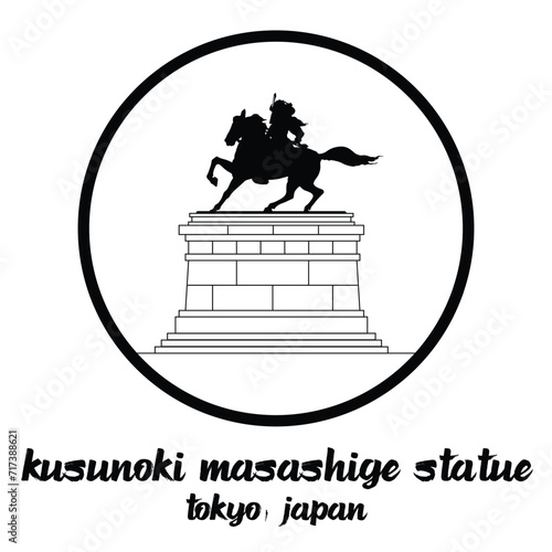 Circle icon line Kusunoki Masashigei statue. vector illustration