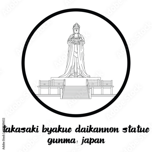 Circle Icon Takasaki Byakue Daikannon. vector illustration