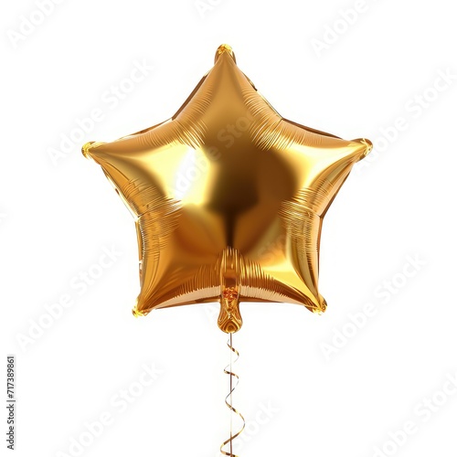 shiny golden star balloon  isolated white background. perfect for party decorations  festive celebrations  and holiday event design elements