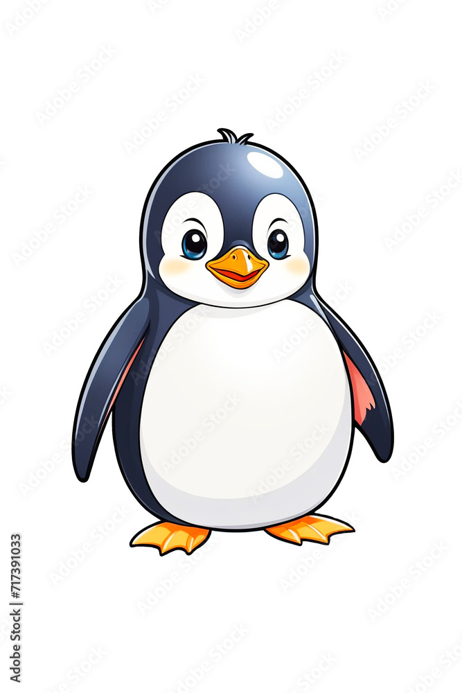 Fototapeta premium Cute cartoon penguin isolated on transparent background