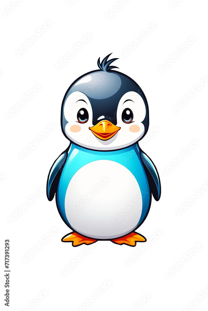 Obraz premium Cute cartoon penguin isolated on transparent background