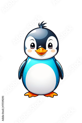 Cute cartoon penguin isolated on transparent background