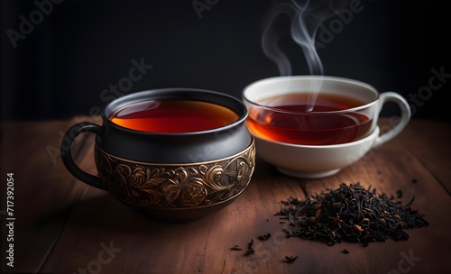 Artisanal Black Tea in a Handcrafted Bowl photo