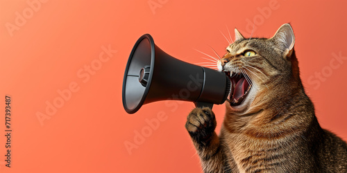 Kitty with a loud speaker megaphone