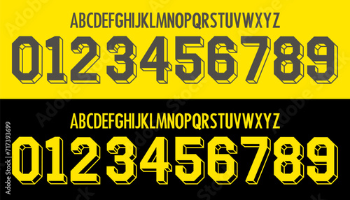 Borussia Dortmund font vector team 2023-24 kit sport style font. football style font with lines. bvb and bundesliga. retro font soccer.sports style letters and numbers for soccer team