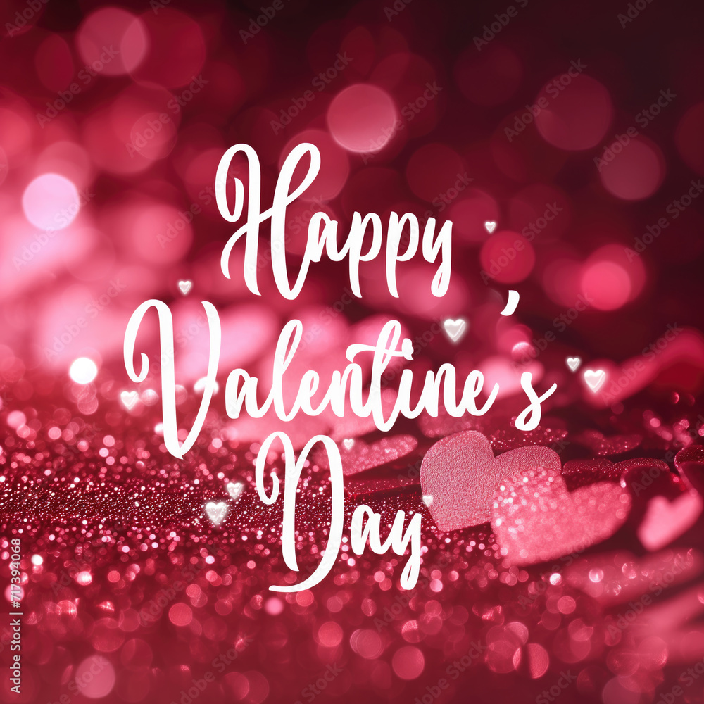 A Valentine's Day card with twinkling hearts and a message on a red background.