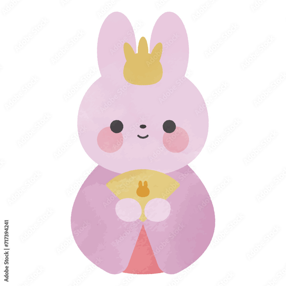 うさぎのひな人形の水彩イラスト うさぎのひな人形の水彩イラスト