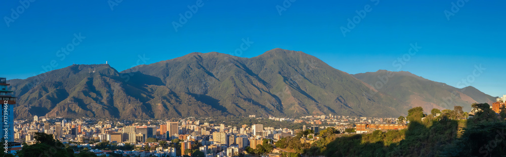 Panoramic view of El Avila mountain, during a sunset in Caracas, Venezuela.