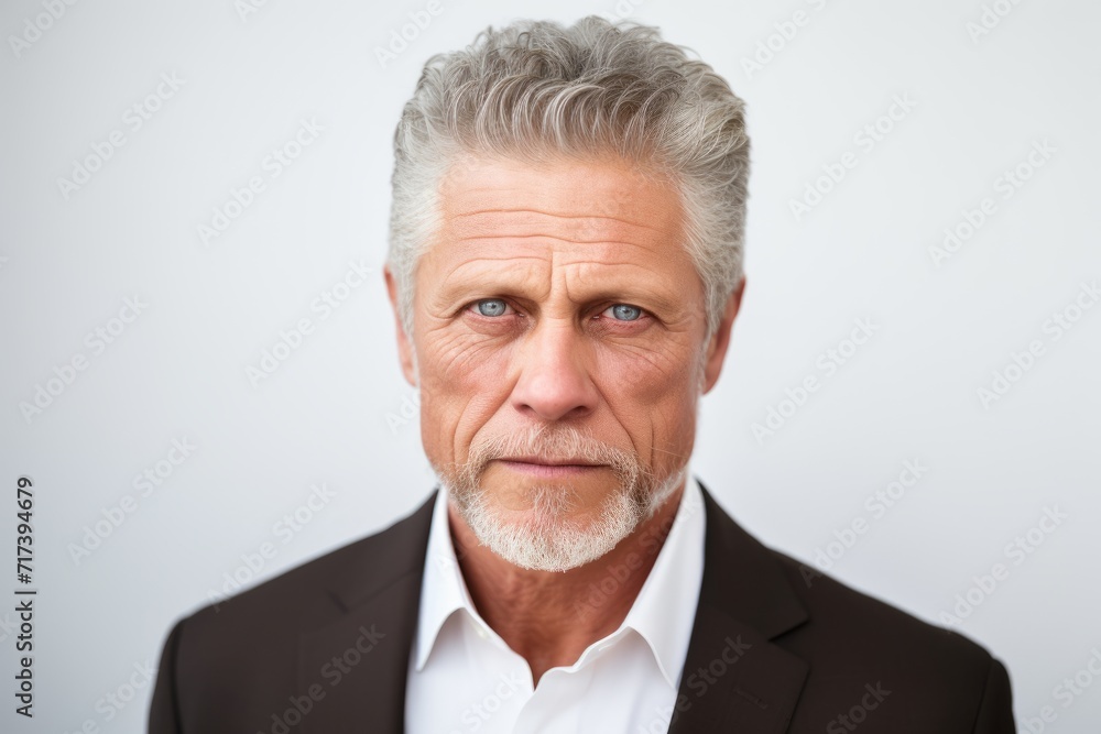 Portrait of a senior man with grey hair and beard on white background Portrait of a senior man with grey hair and beard on white background