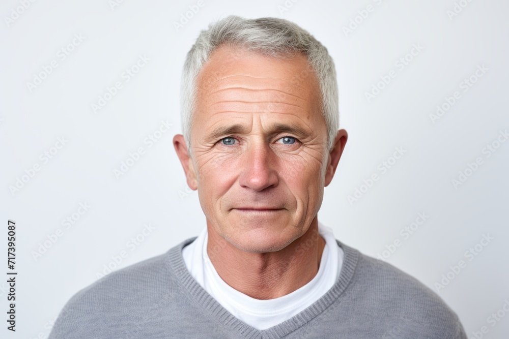 Portrait of mature man with grey hair. Isolated on white background. Portrait of mature man with grey hair. Isolated on white background.