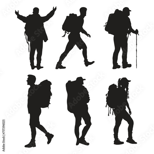 Free vector hand drawn hiking silhouette