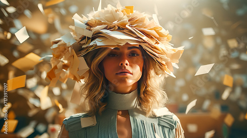 Creative Recycling Flair: Expressing Personality with a Hat Made of Recycled Paper photo