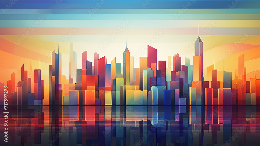 a stylized abstract city skyline