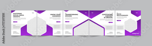 Modern minimal style social media carousel for marketing expert and manager, instagram carousel for marketer, eps 10 vector illustration 