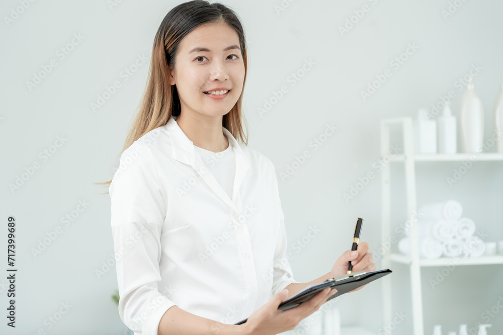 Dermatology and beauty clinic, portrait Aesthetic Doctor, checklist for dermatologists. Beauty salon, spa, massage with equipment to to help relax, physiotherapy, relaxing massage, treatment Dermatology and beauty clinic, portrait Aesthetic Doctor, checklist for dermatologists. Beauty salon, spa, massage with equipment to to help relax, physiotherapy, relaxing massage, treatment