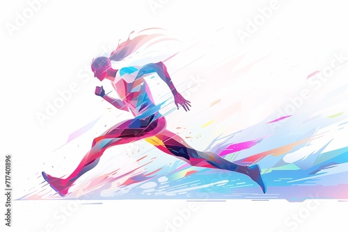 Colorful geometric abstract silhouette running at full speed. photo