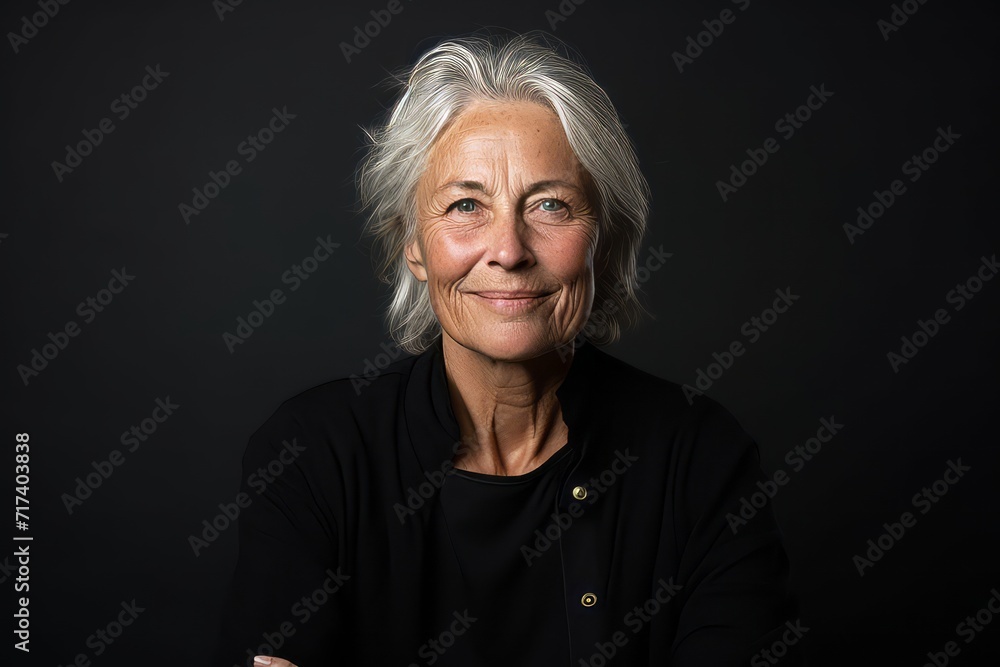 Portrait of a senior woman on a black background. Studio shot. Portrait of a senior woman on a black background. Studio shot.