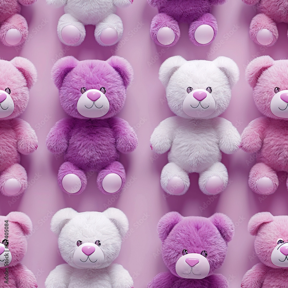 Obraz premium Cute teddy bear funny fluffy toys repeat pattern