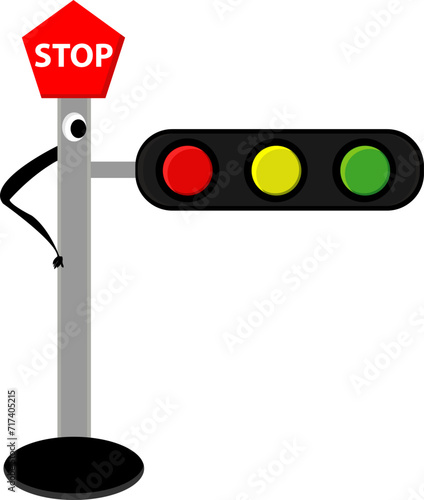illustration of poles and red lights