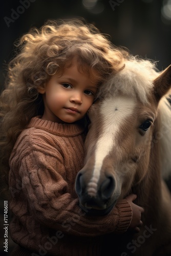 tender and caring connection between a girl and a pony