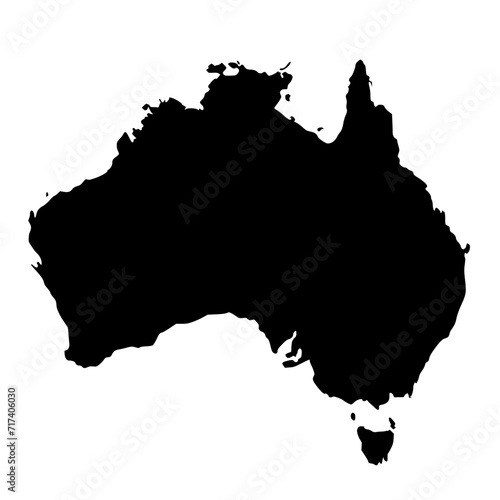 Black Australia map on white background photo