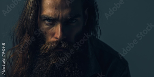 a young man with long beard posing, generative AI