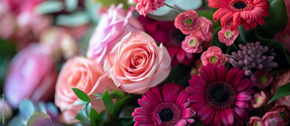 Flower arrangement with roses, gerbera, anemones, and a heartfelt message. Flower arrangement with roses, gerbera, anemones, and a heartfelt message.