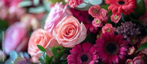 Flower arrangement with roses, gerbera, anemones, and a heartfelt message.