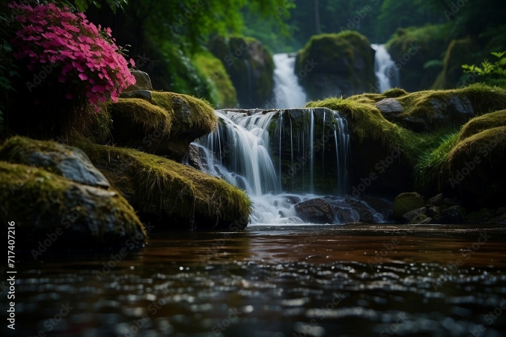 waterfall in the forest, nature with waterfall