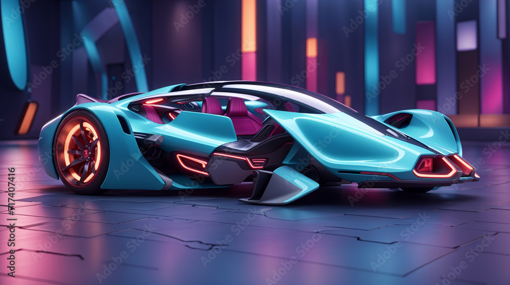 A futuristic sports car is shown in this image