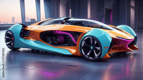 A futuristic sports car is shown in this image