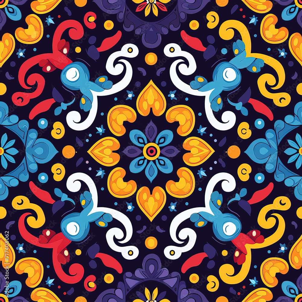 Flower mandala colorful spiritual repeat pattern Flower mandala colorful spiritual repeat pattern