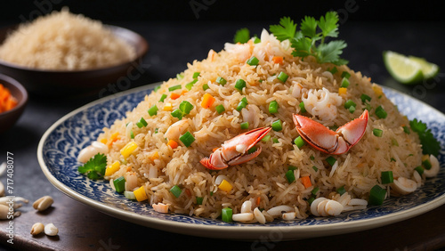 crab fried rice into the ingredients, the artful arrangement on the plate, and the tempting allure of the dish